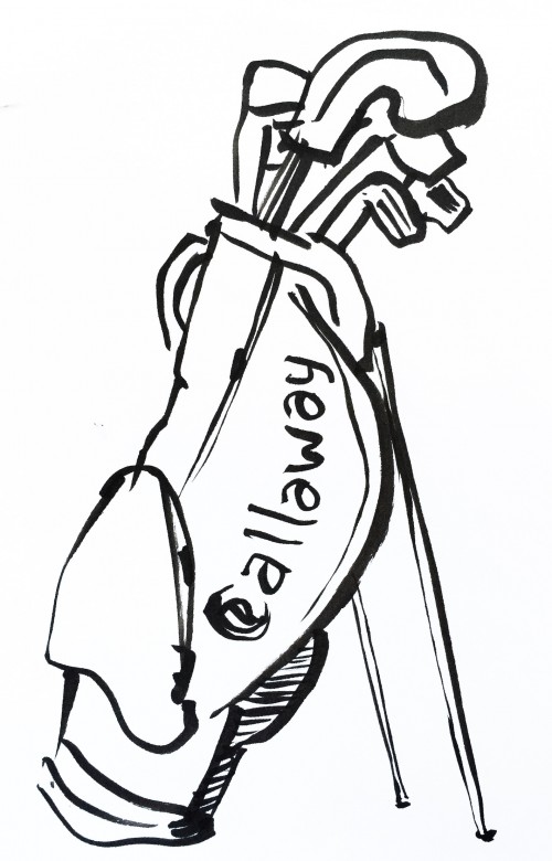 Calloway golf bag. Pentel Brush Pen drawing.