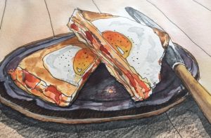 Illustration of an egg sandwich