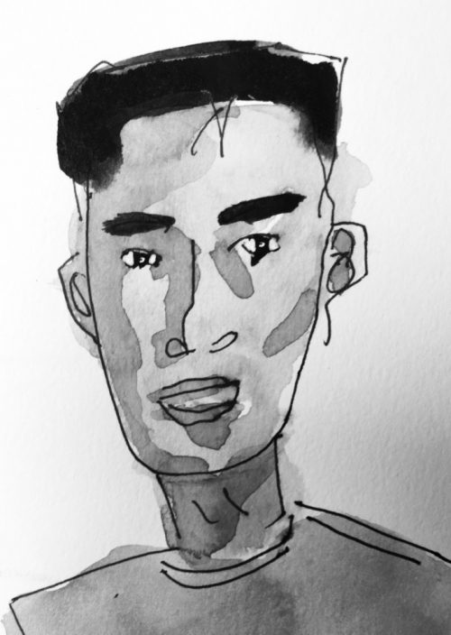 Sketch of Asian man
