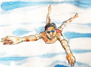 Watercolour of a swimmer