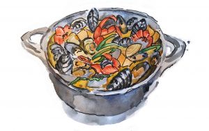Seafood Pot Illustration by Alison Garwood-Jones