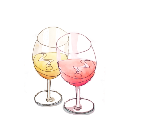 Two wine glasses - drawing by Alison Garwood-Jones