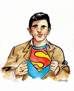 Joe Shuster as Superman, by Alison Garwood-Jones