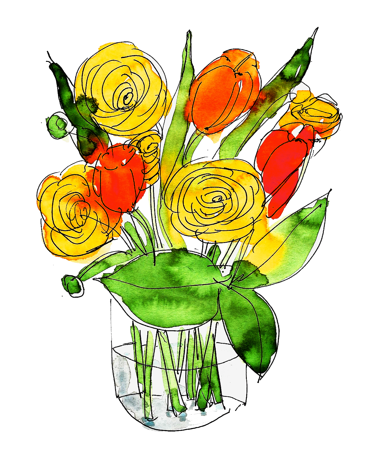 Spring Flowers watercolour by Alison Garwood-Jones