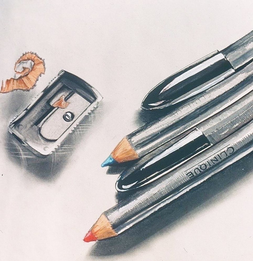 Drawing of Clinique Eyeliner Pencils by Alison Garwood-Jones