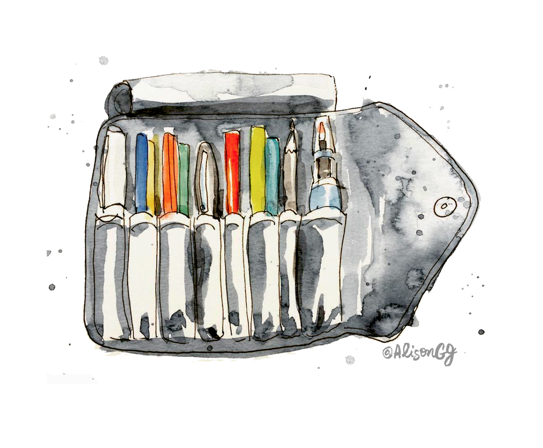 Pencil Case drawing by Alison Garwood-Jones