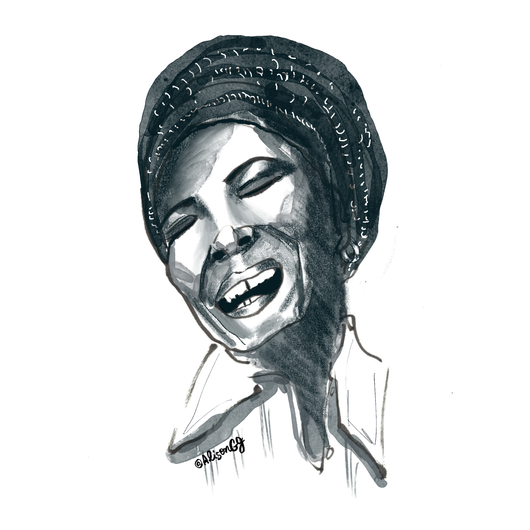 Maya Angelou drawing - singing Calypso Music