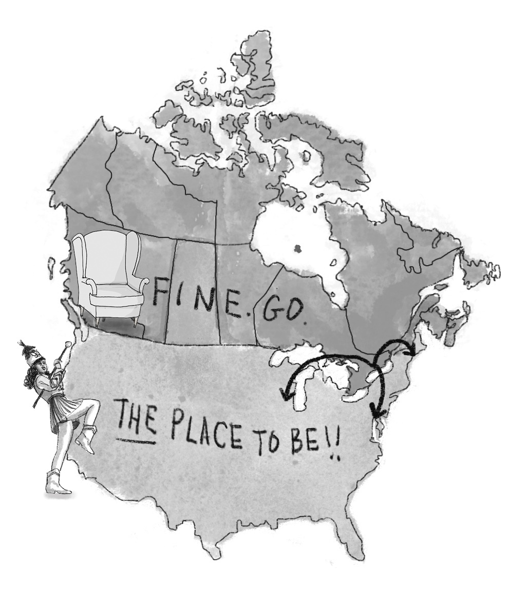Map of Canada and the USA by Alison Garwood-Jones